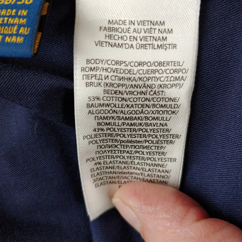 Polo Golf Ralph Lauren Pants Mens 38x30 Blue Tailored Fit Flat Front Preppy
